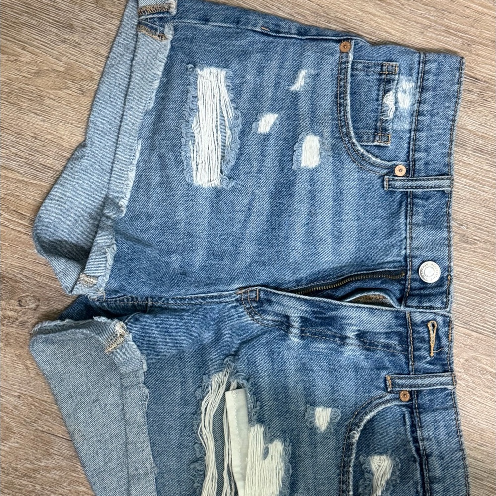 Distressed Blue Denim Women’s Shorts